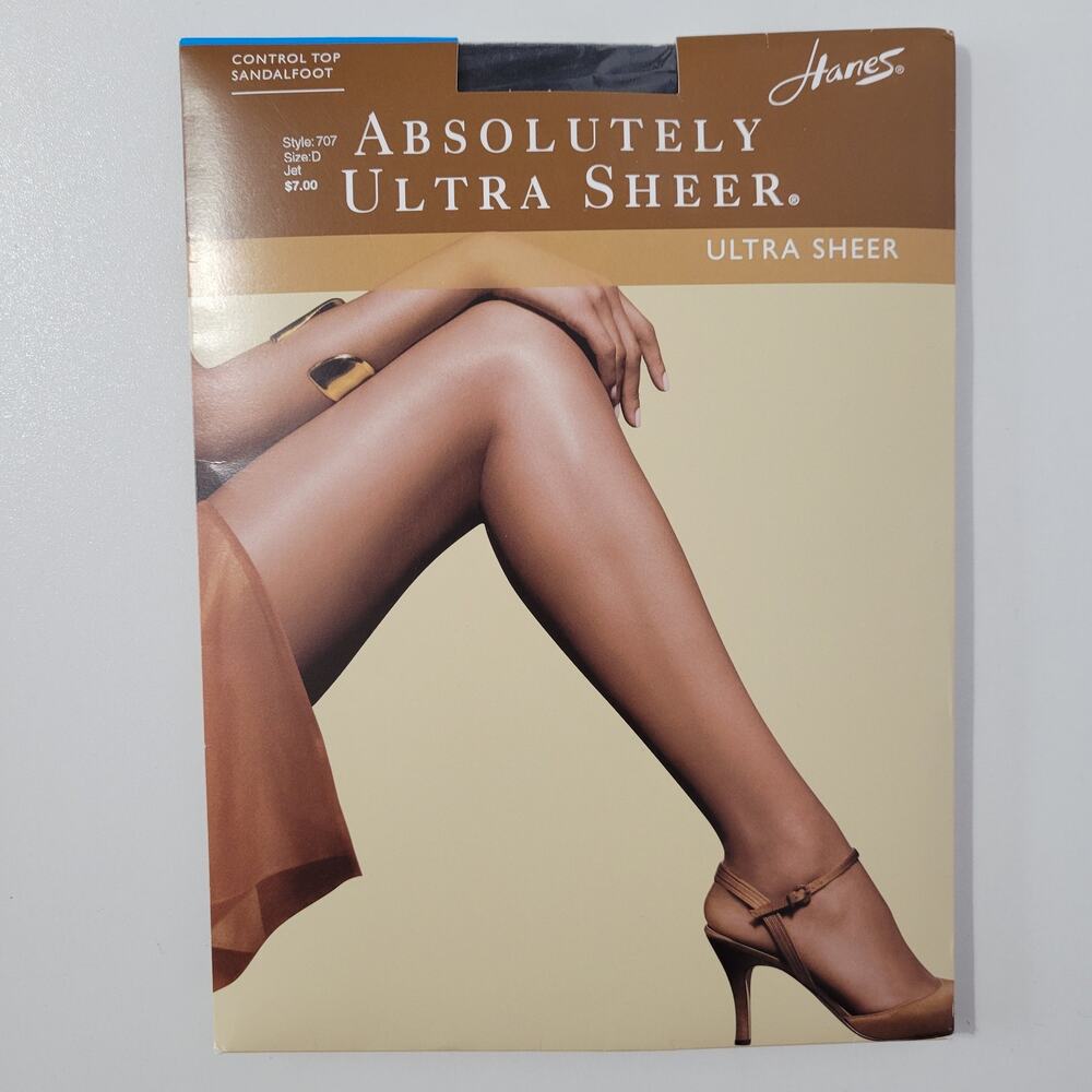 Hanes Absolutely Ultra Sheer Control Top Pantyhose size D Jet Style 707, 2008